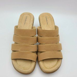 Croft And Barrows Tan Slip On Sandals Size 6 Med Tan Color Stretch Straps